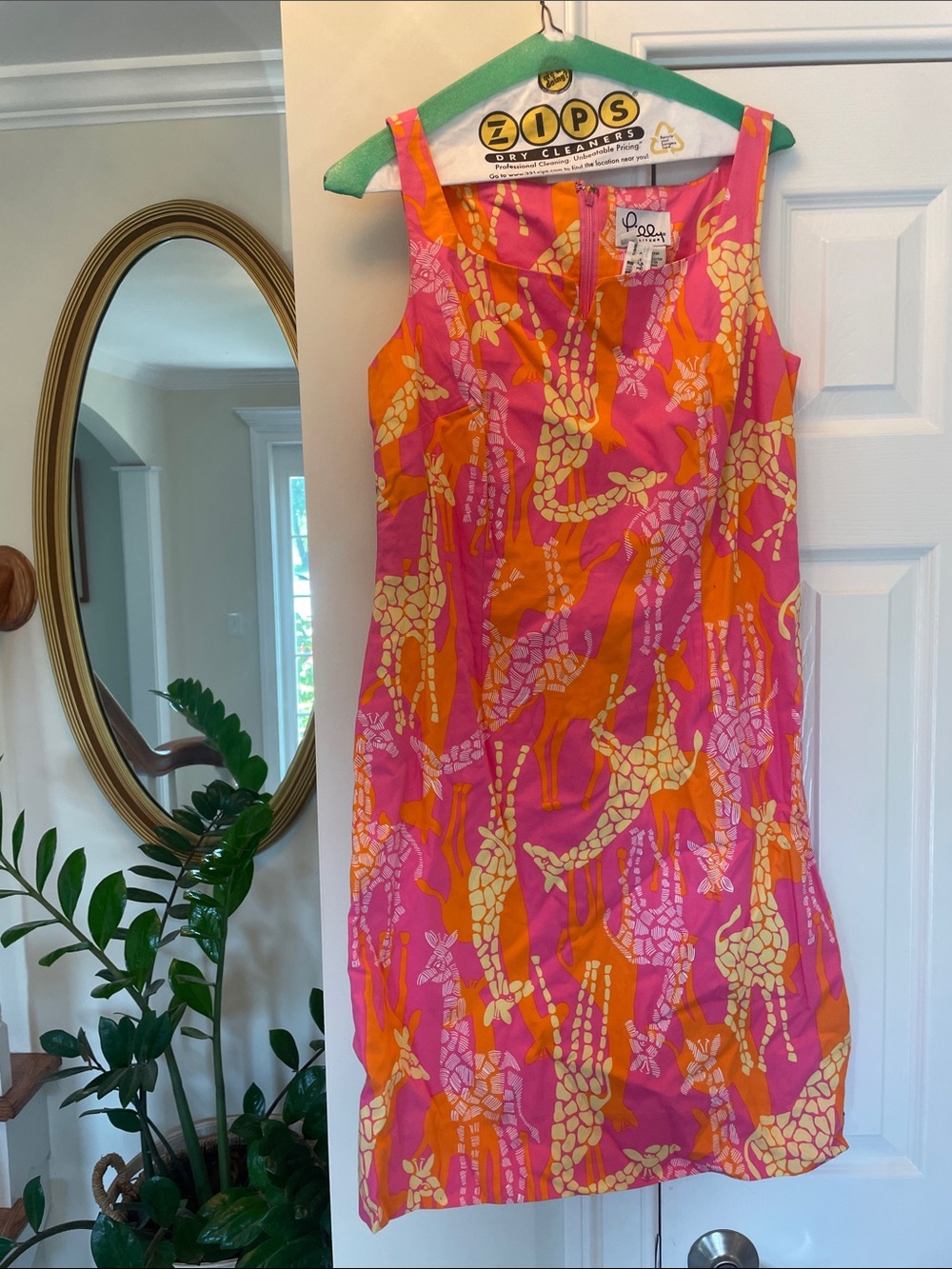Lilly Pulitzer Pink, Orange & Cream Giraffe-Print Sleeveless Shift Dress